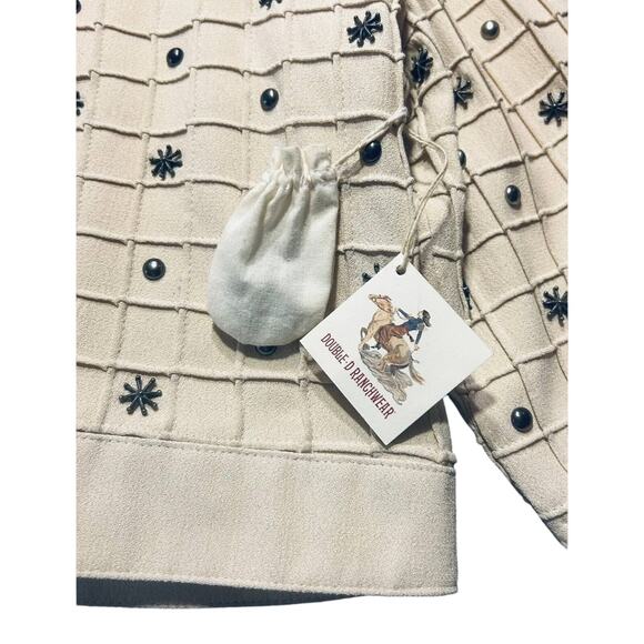 Double D Ranch Ivory Windowpane W/ Silver Charms Cropped Jacket Size L NWT - Picture 7 of 12